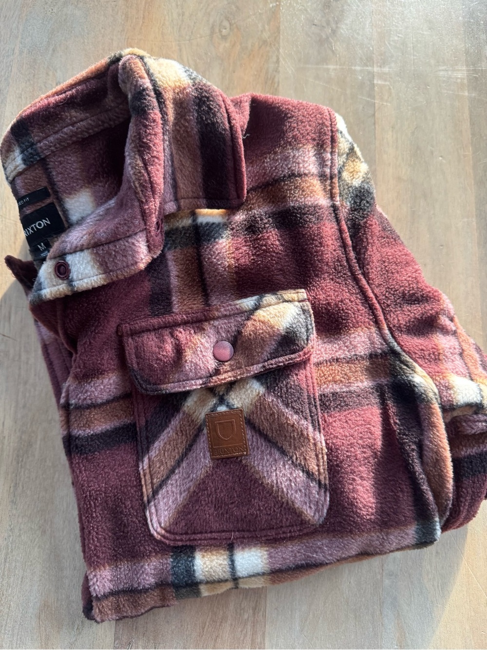 Men's Brixton Bowery L/S Arctic Stretch Fleece - Mahogany Plaid